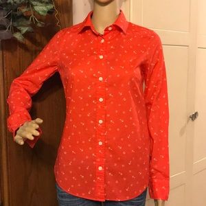 J Crew Red Anchor Button Down Shirt Size XXS